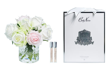 Herringbone Flower - Clear - Green & French Pink Roses - HCF13 (Carton of 2)